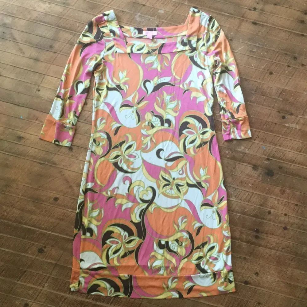 Lilly Pulitzer artsy retro look Butterfly silk pencil dress